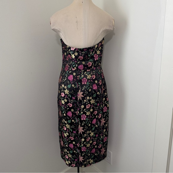 Lulus Medium Make A Move Black Floral Jacquard Midi Dress ~ Strapless Evening - Picture 3 of 8
